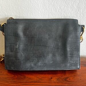 AllSaints Gray Croc-Embossed Crossbody Bag